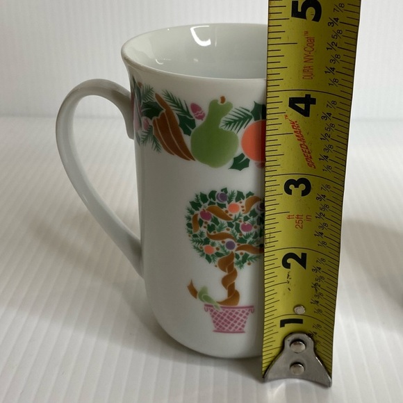 Vintage Georges Briard Mugs Topiary Wreath Set Of 2 Made In Japan RARE - Picture 8 of 10